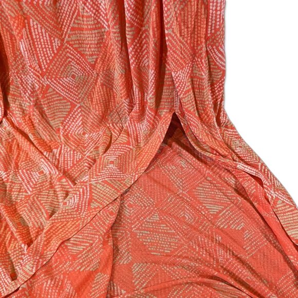 NWT Batik-Dotted Diamond Pattern Orange Maxi Dress w Pockets - Women's Size L - Picture 5 of 6